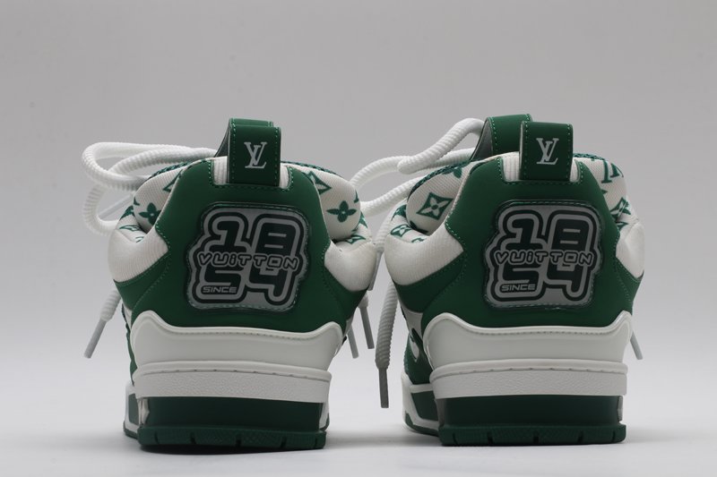 Louis Vuitton LV Trainer Sneakers - White and Green - Image 6
