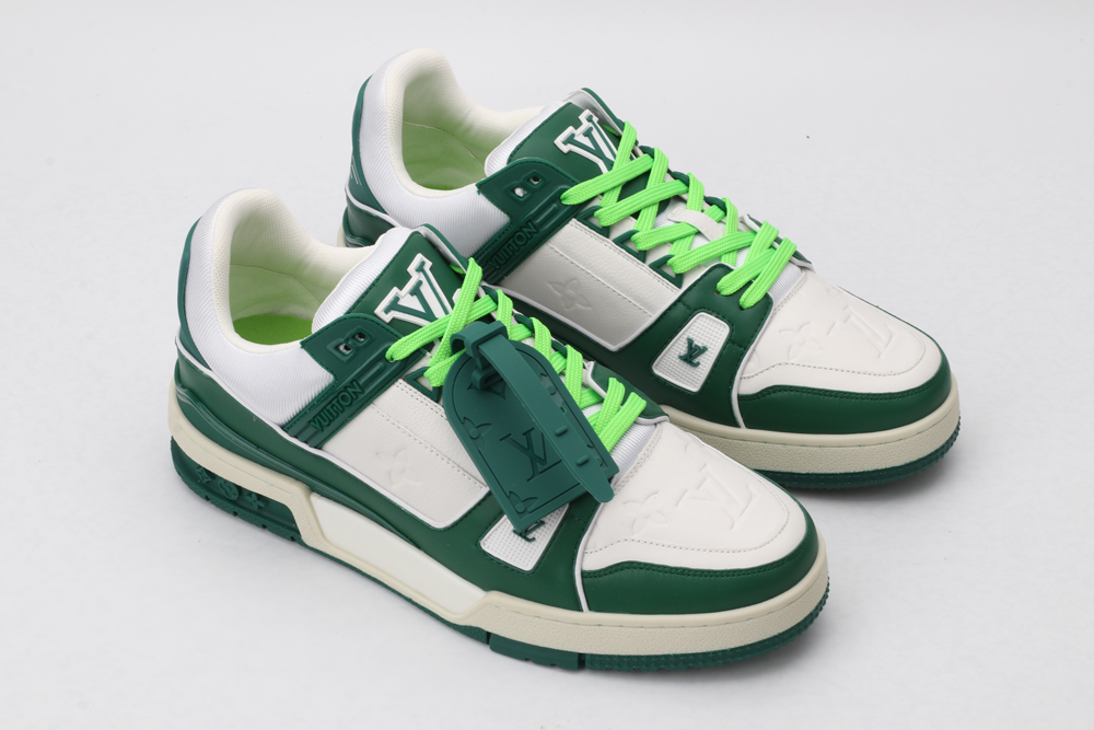 Vibrant Green Accent Low-Top Sneakers - Image 3