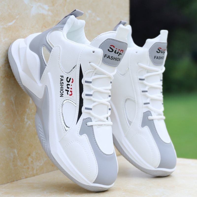 Men's White and Black Basketball Sneakers - Image 3