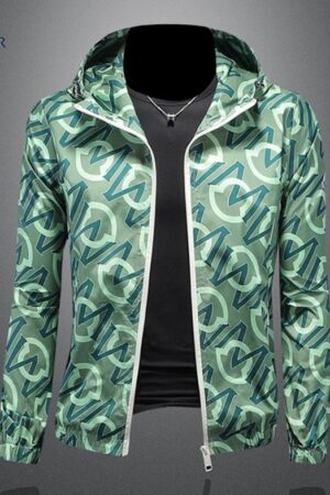 Black Moncler hooded nylon jacket featuring a repeating, subtle all-over tonal monogram or logo print and a full-front zipper.