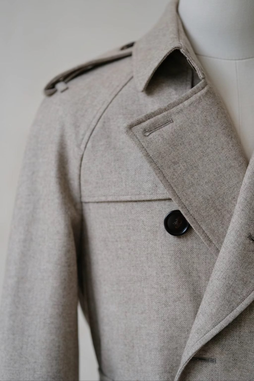 Burberry Inspired Oatmeal Wool-Blend Trench Coat - Image 2