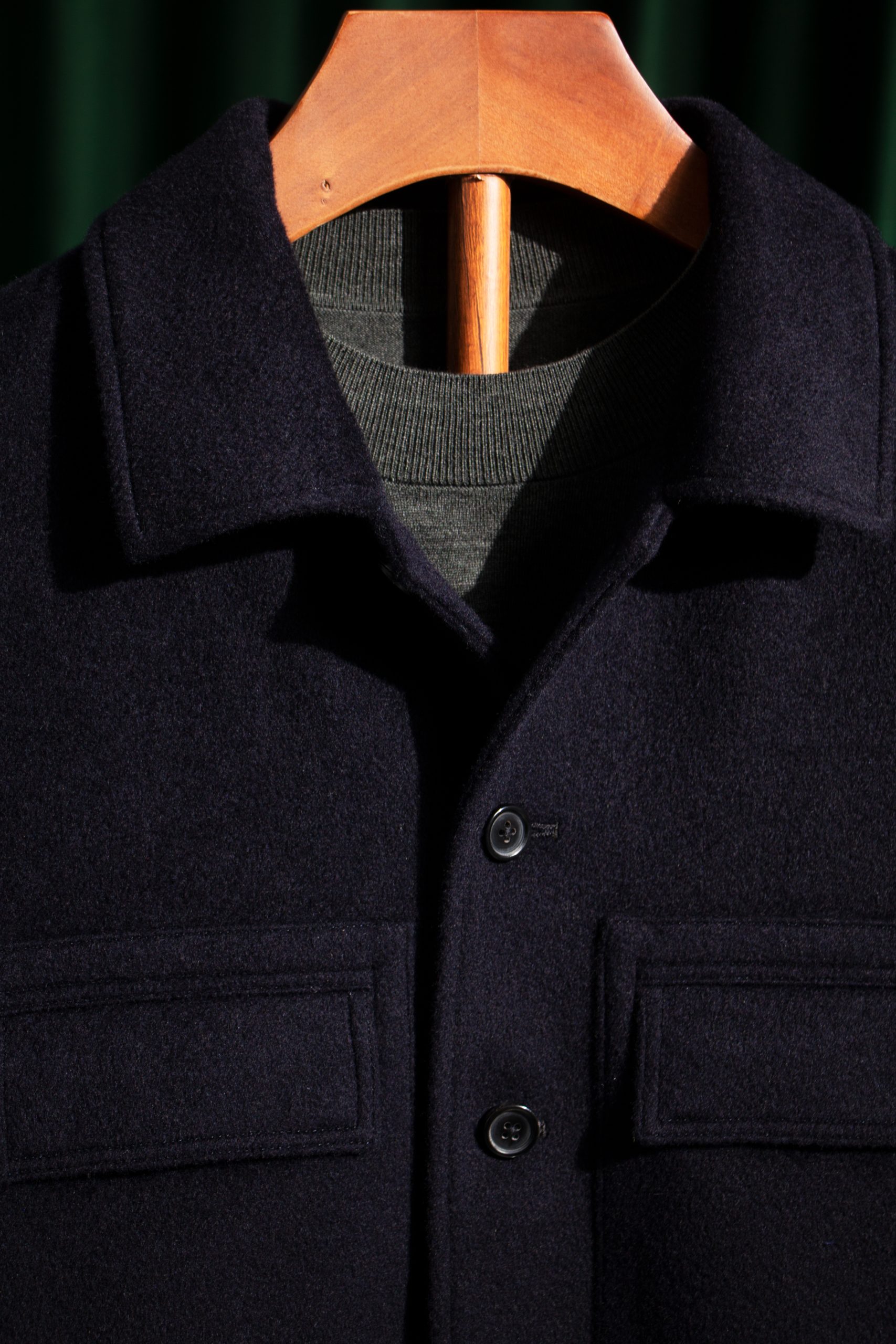 Burberry Navy Wool Safari Overshirt Jacket - Image 3