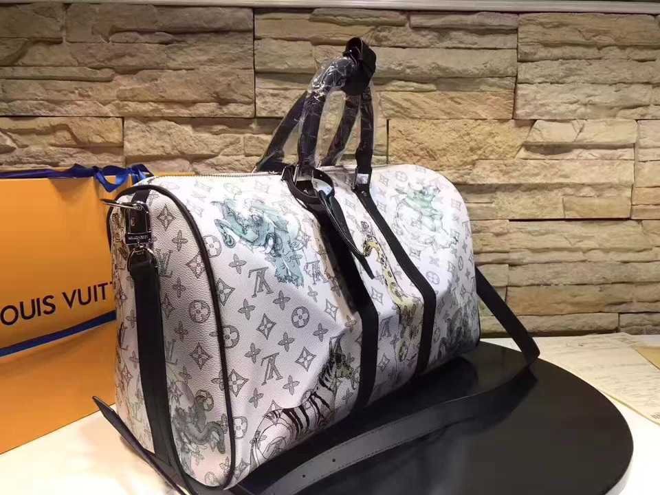 Louis Vuitton Inspired Monogram Savane White Travel Bag - Image 3