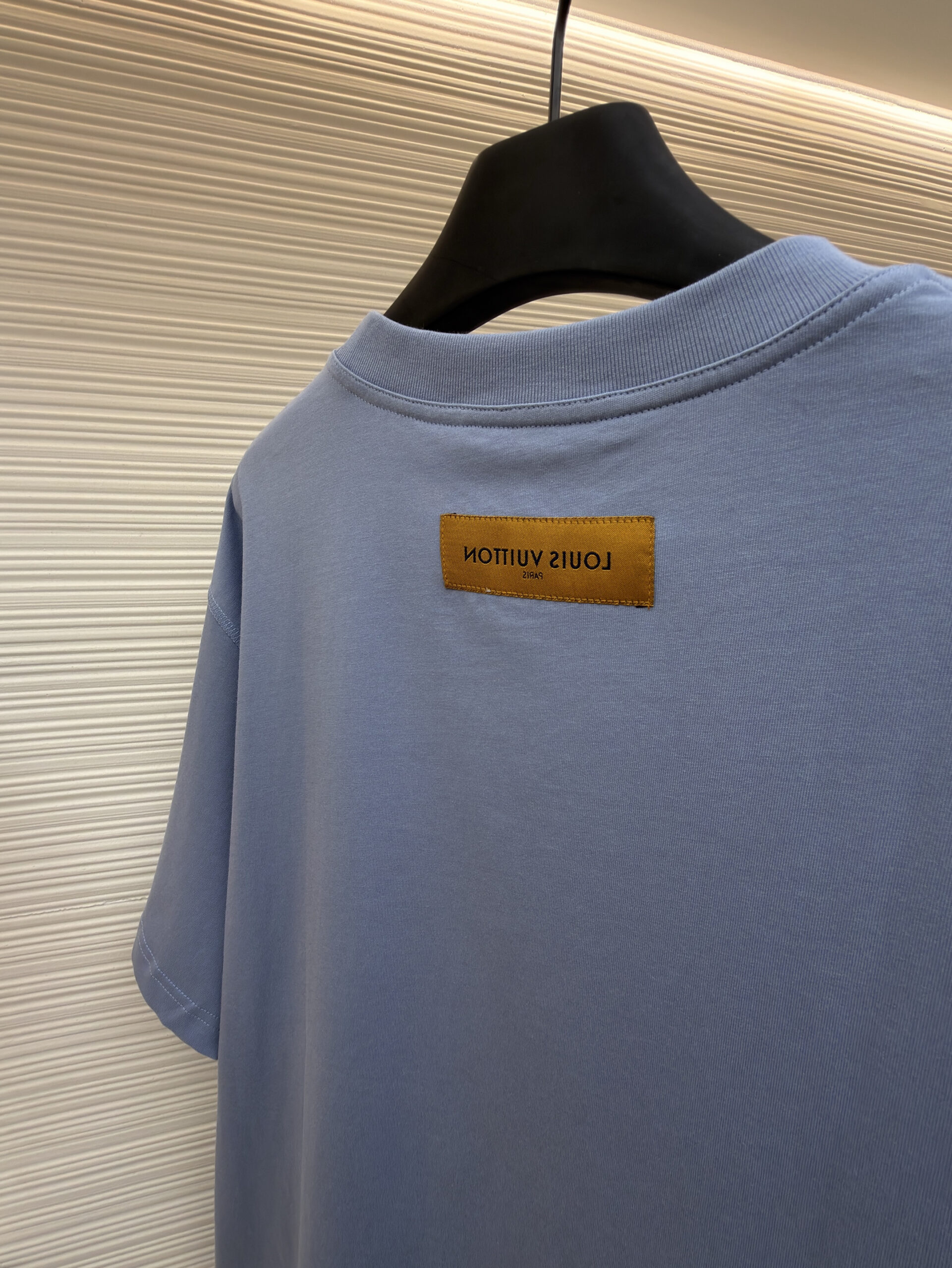 Louis Vuitton Inspired Tonal Logo Cotton Tee - Steel Blue - Image 5