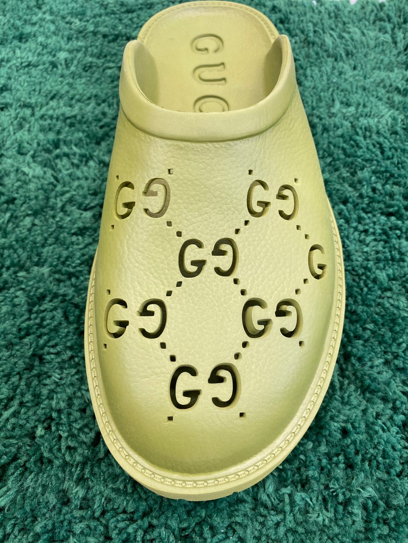Gucci Logo Rubber Mules in Lime Green - Image 5