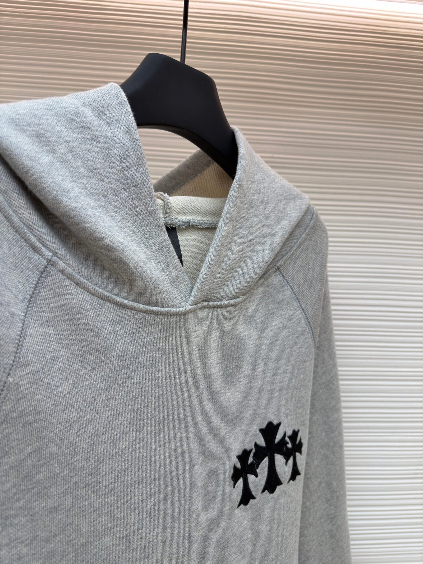 Chrome Hearts Triple Cross Patch Hoodie – Heather Grey - Image 4