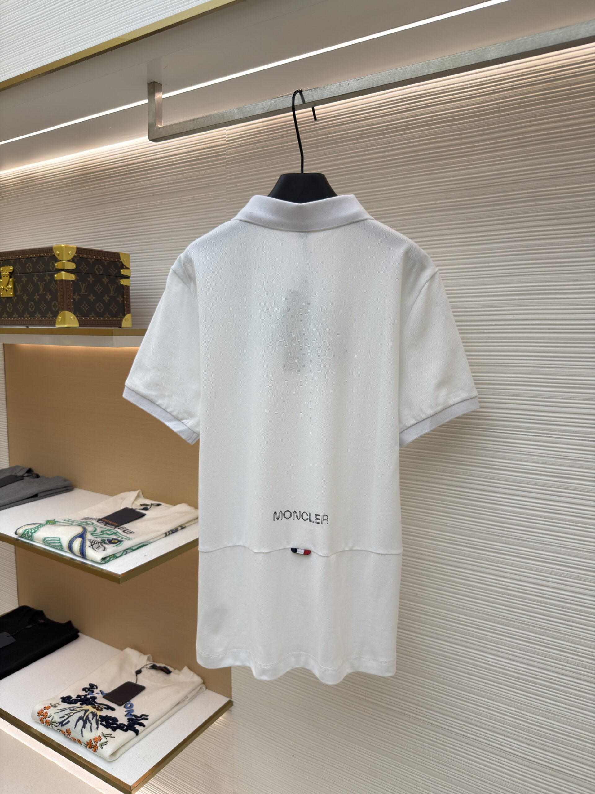 Moncler Inspired White Tonal Patch Polo - Image 4