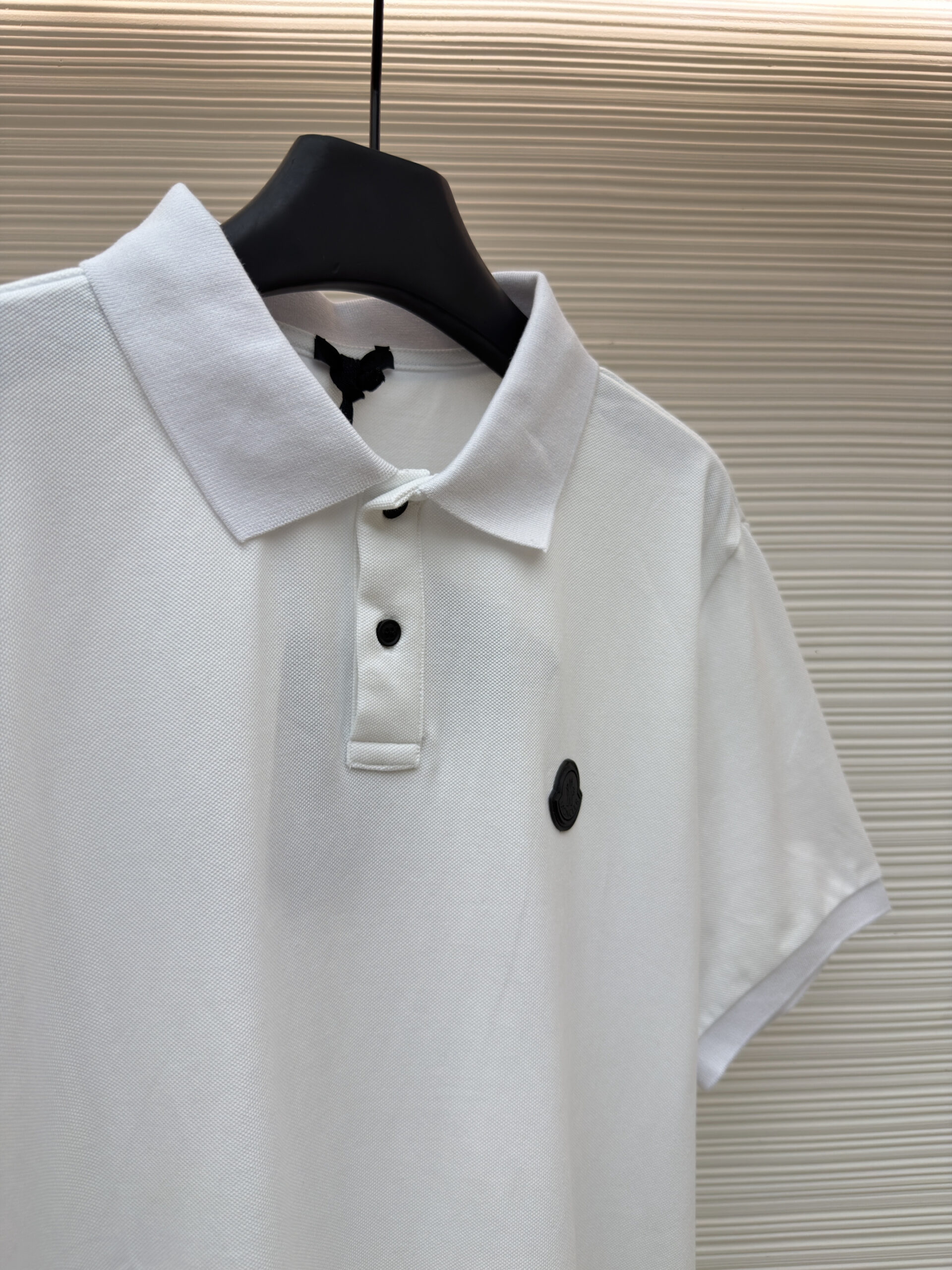 Moncler Inspired White Tonal Patch Polo - Image 3