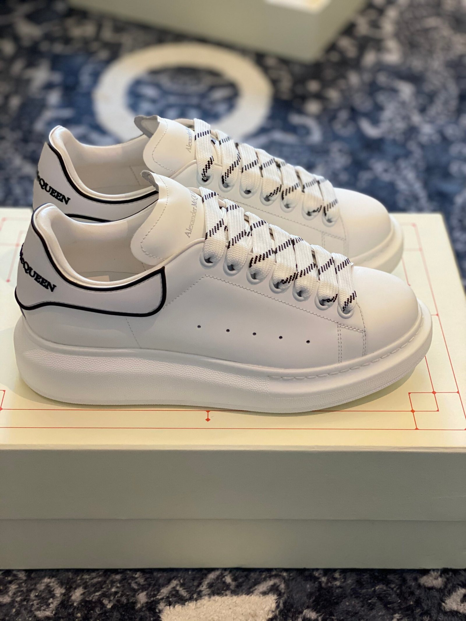 Alexander McQueen Sneakers-White and Black Piping - Image 3