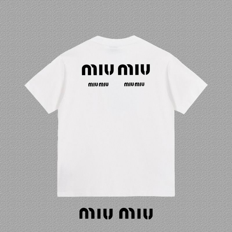 Miu Miu Embroidered Logo Cotton T-Shirt - Image 5