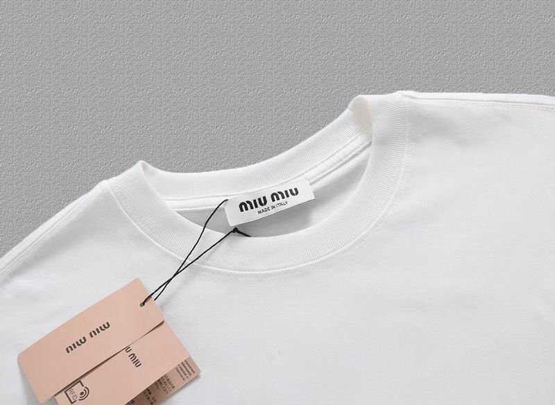 Miu Miu Embroidered Logo Cotton T-Shirt - Image 3
