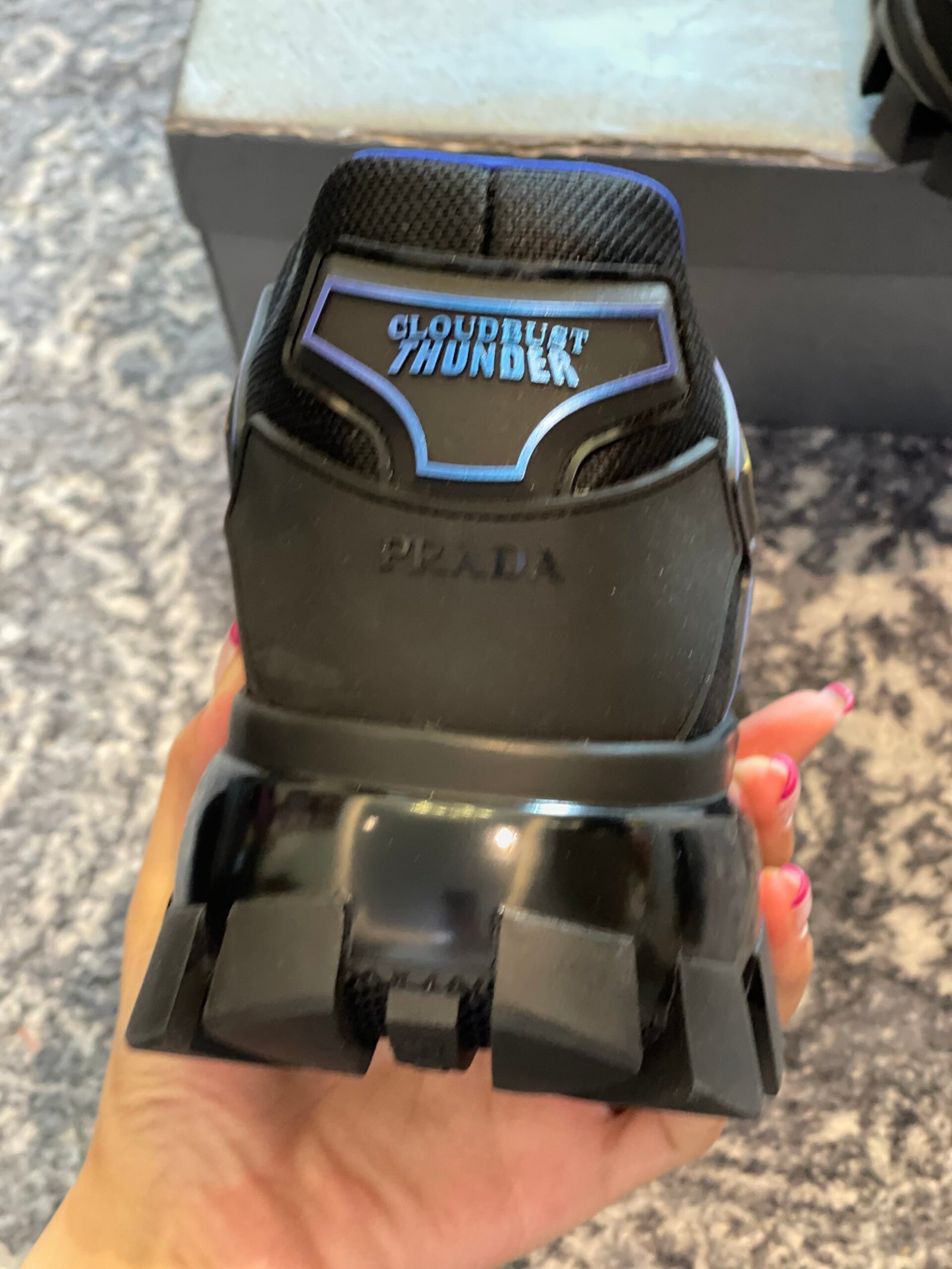 Prada Cloudbust Thunder Sneakers in Black, Gold, and Blue - Image 4