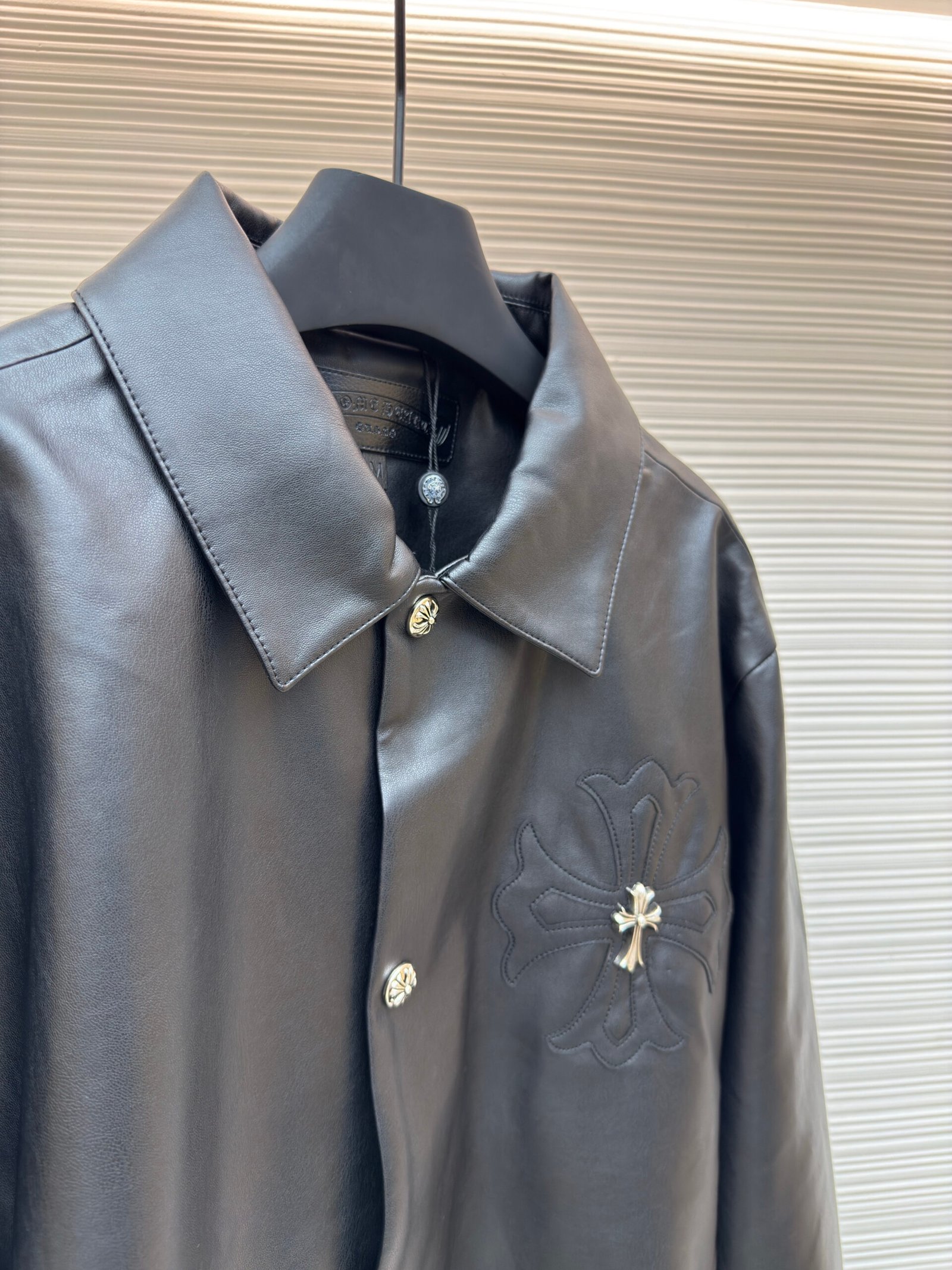 Chrome Hearts Leather Cross Patch Coaches Jacket - Image 6