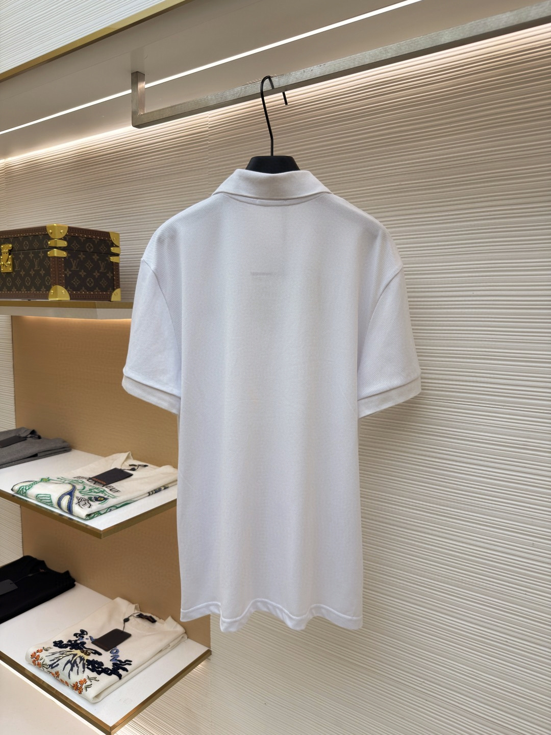 Prada Inspired White Triangle Logo Polo - Image 3