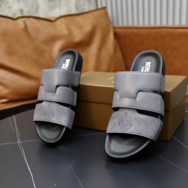Berluti Leather H-Strap Sandals in Grey - Image 2
