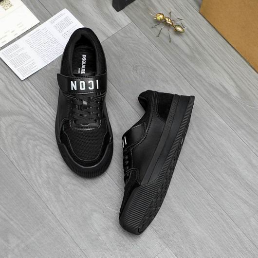 DSQUARED2 Icon Strap Low-Top Sneakers – Triple Black - Image 4