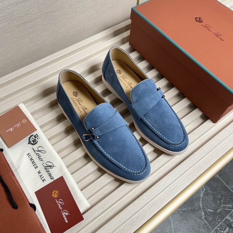 Loro Piana Summer Walk Charms Loafers in Sky Blue Suede - Image 4