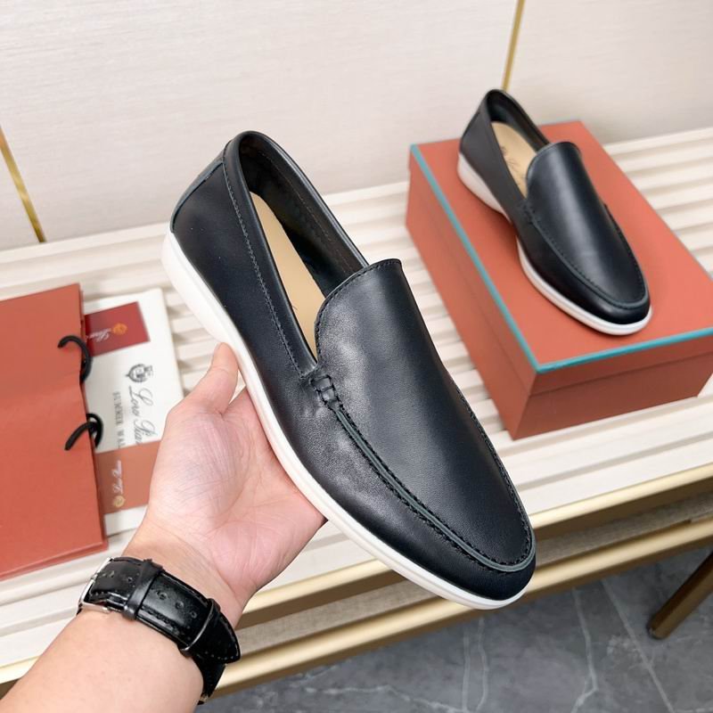 Loro Piana Summer Walk Loafers in Black Leather - Image 3