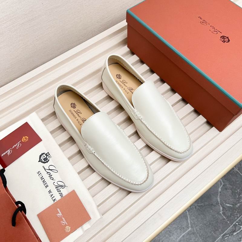 Loro Piana Summer Walk Loafers in White Leather - Image 5