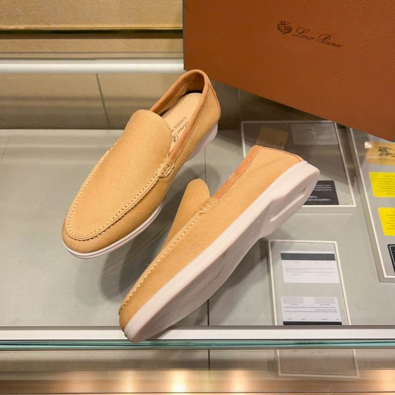 Loro Piana Summer Walk Loafers in Beige Canvas with White Soles - Image 2