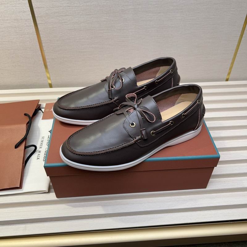 Loro Piana Summer Walk Loafers in Dark Brown Leather with White Soles - Image 5