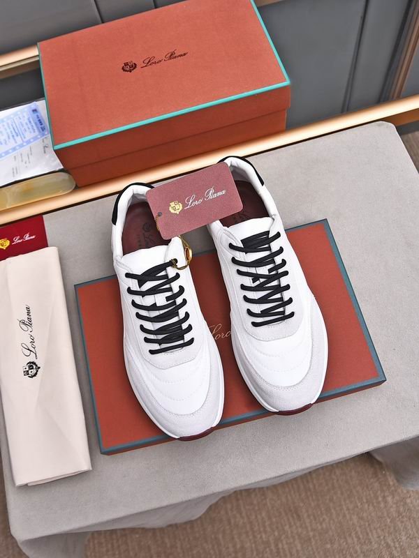 Loro Piana Casual Walk Sneakers-White / Black - Image 5