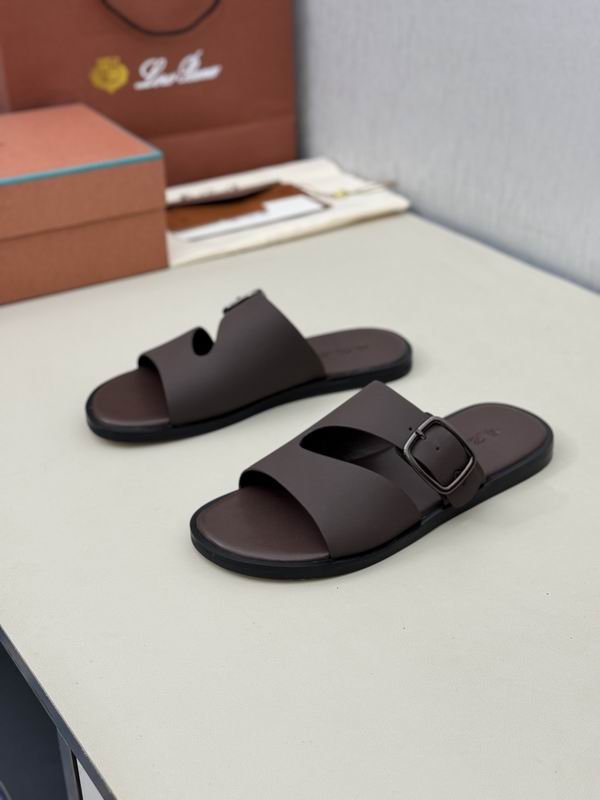 Loro Piana Sea-Slide Buckle Sandals -Dark Taupe - Image 2